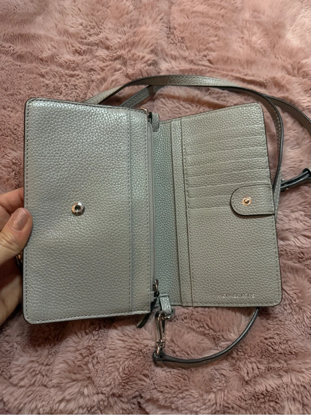 Michael Kors Pebbled Leather Crossbody in Light Gray